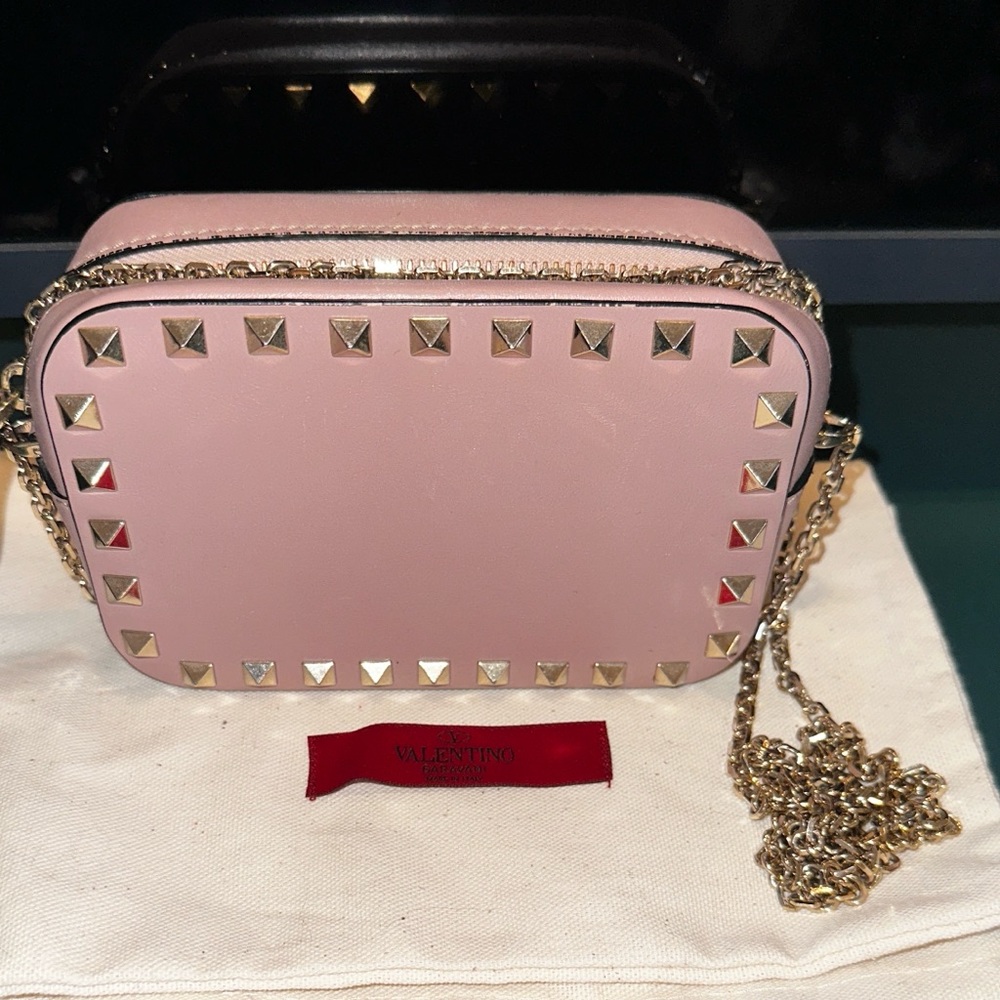 Valentino small light blush side body bag with authentic dust bag.